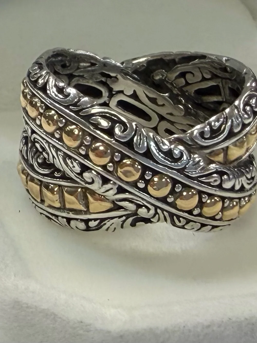 Samuel B. Sterling Silver & 18k Gold Ornate Crossover Ring